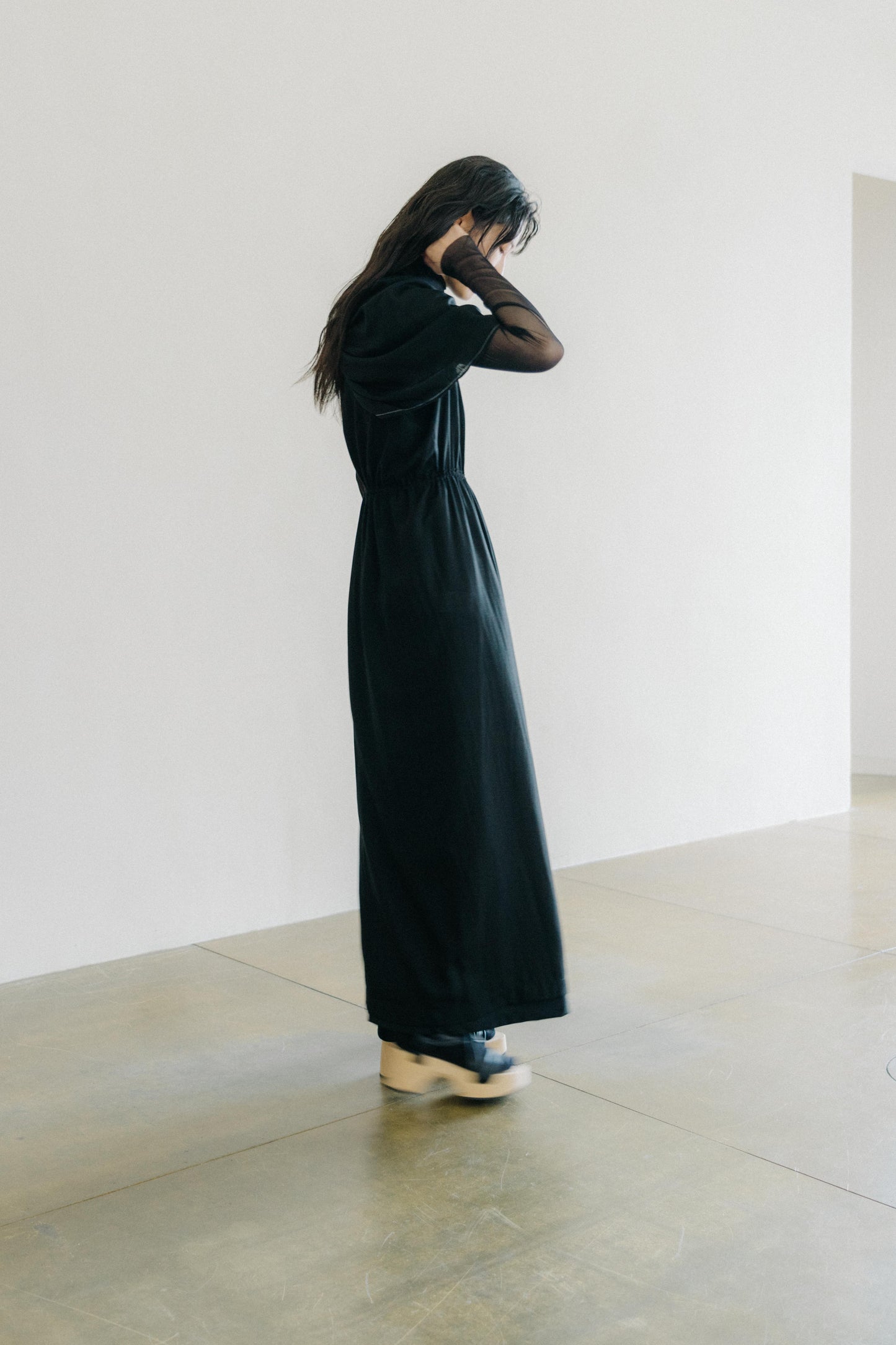 moonlit whisper - asymmetric draped- neckline dress (in-stock)