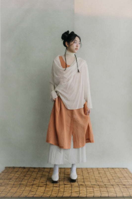 long sleeves ivory wrap blouse (in-stock)