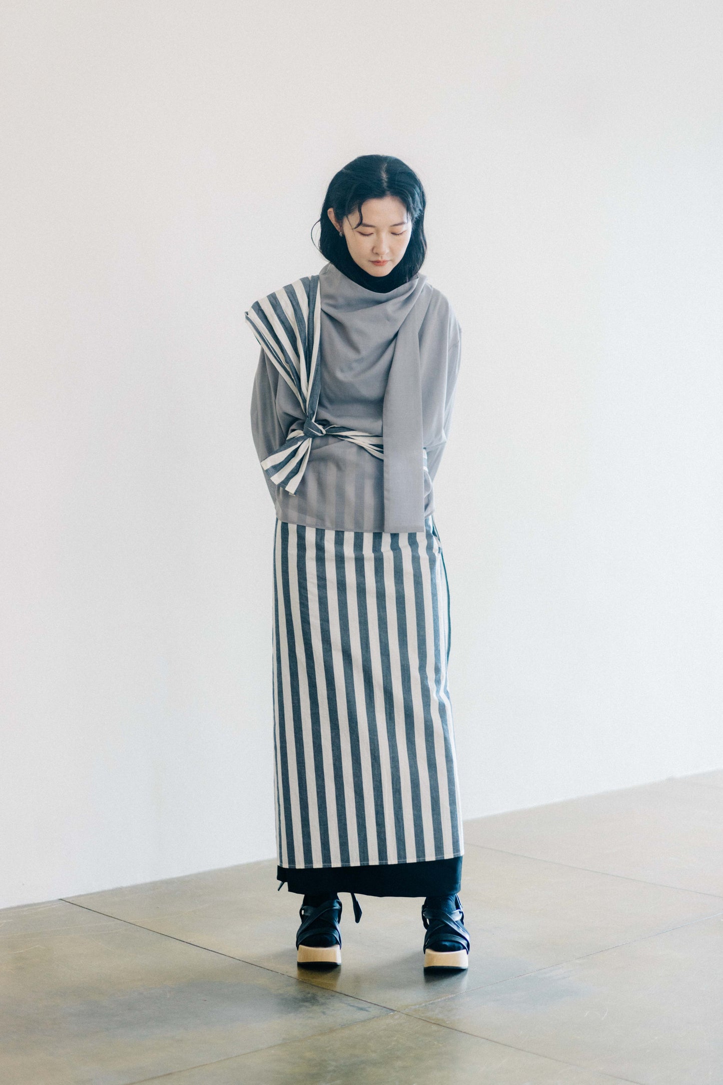 oversized tied-neck top (in-stock)