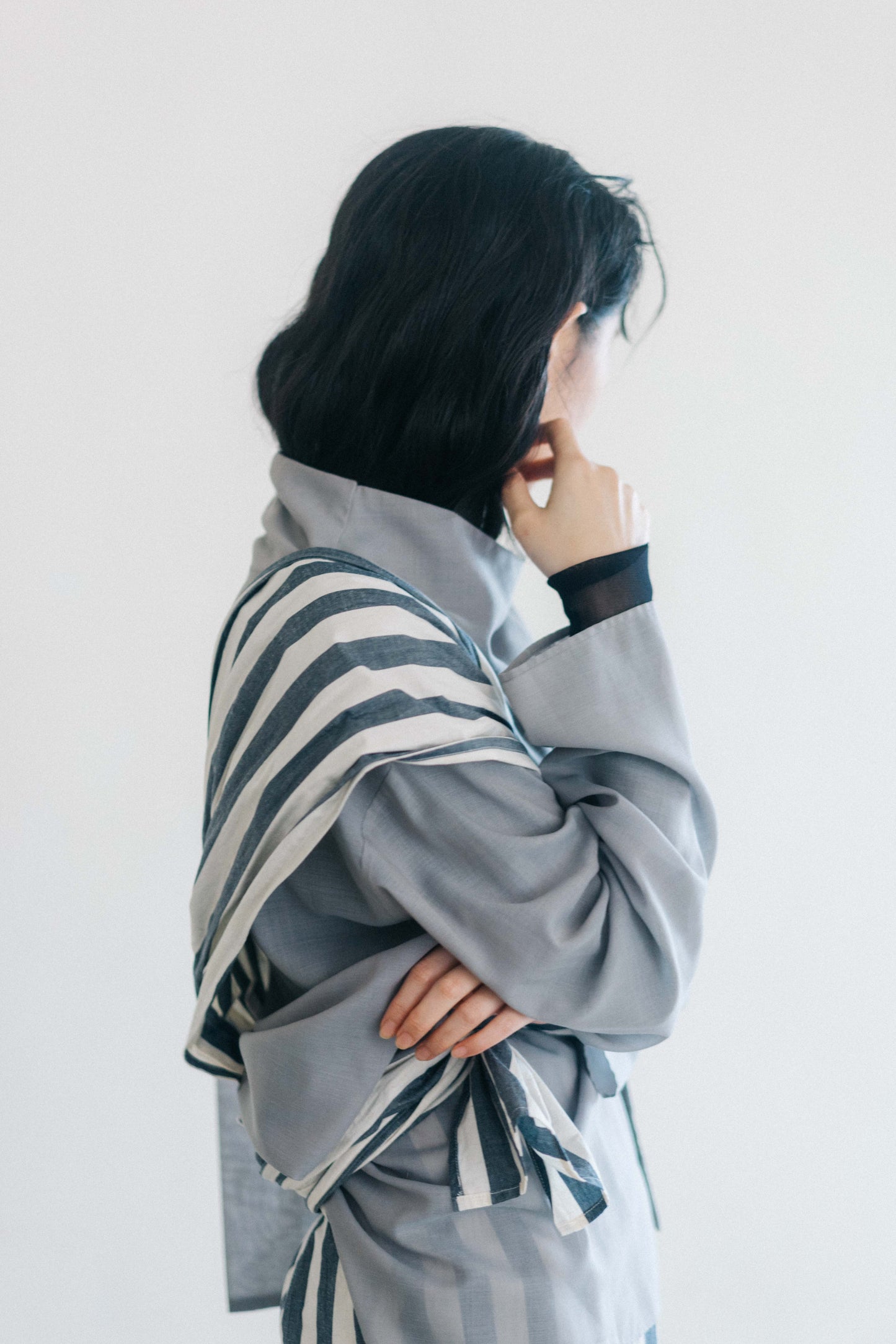 one shoulder linen-cotton wrapped skirt (in-stock)