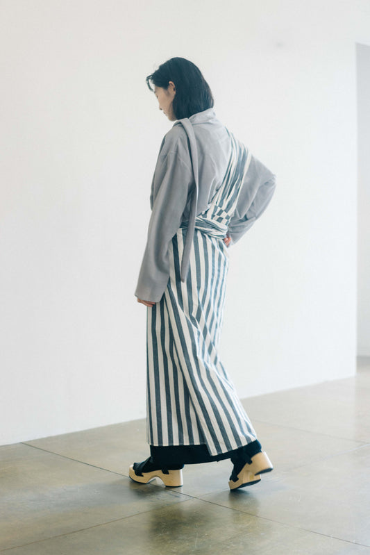 one shoulder linen-cotton wrapped skirt (in-stock)