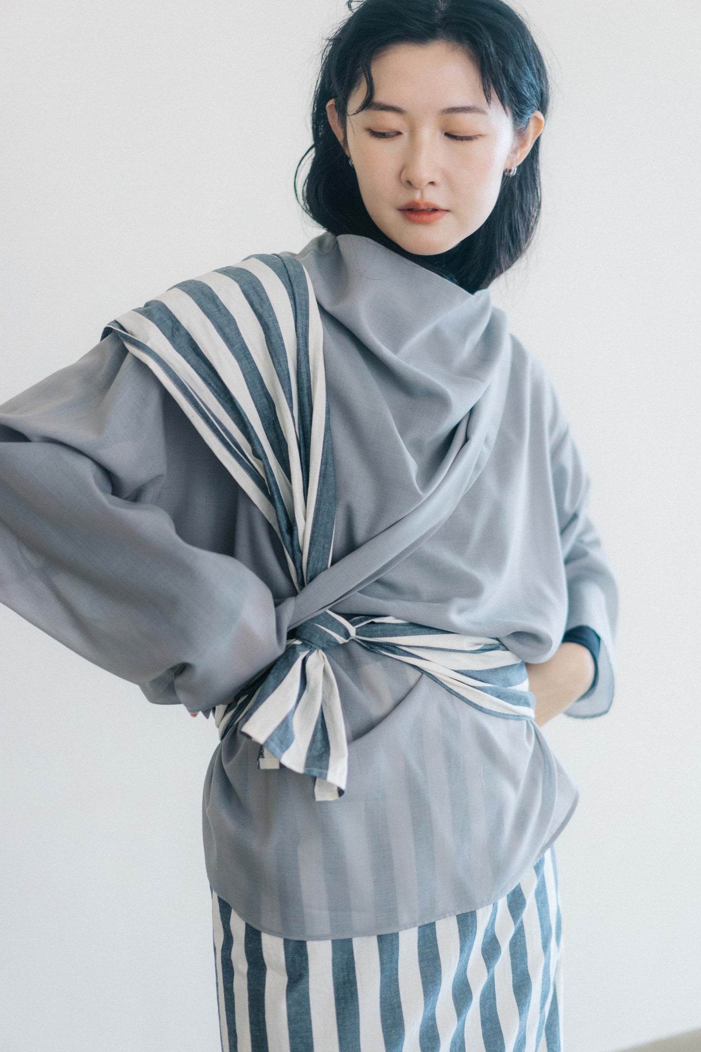 oversized tied-neck top (in-stock)
