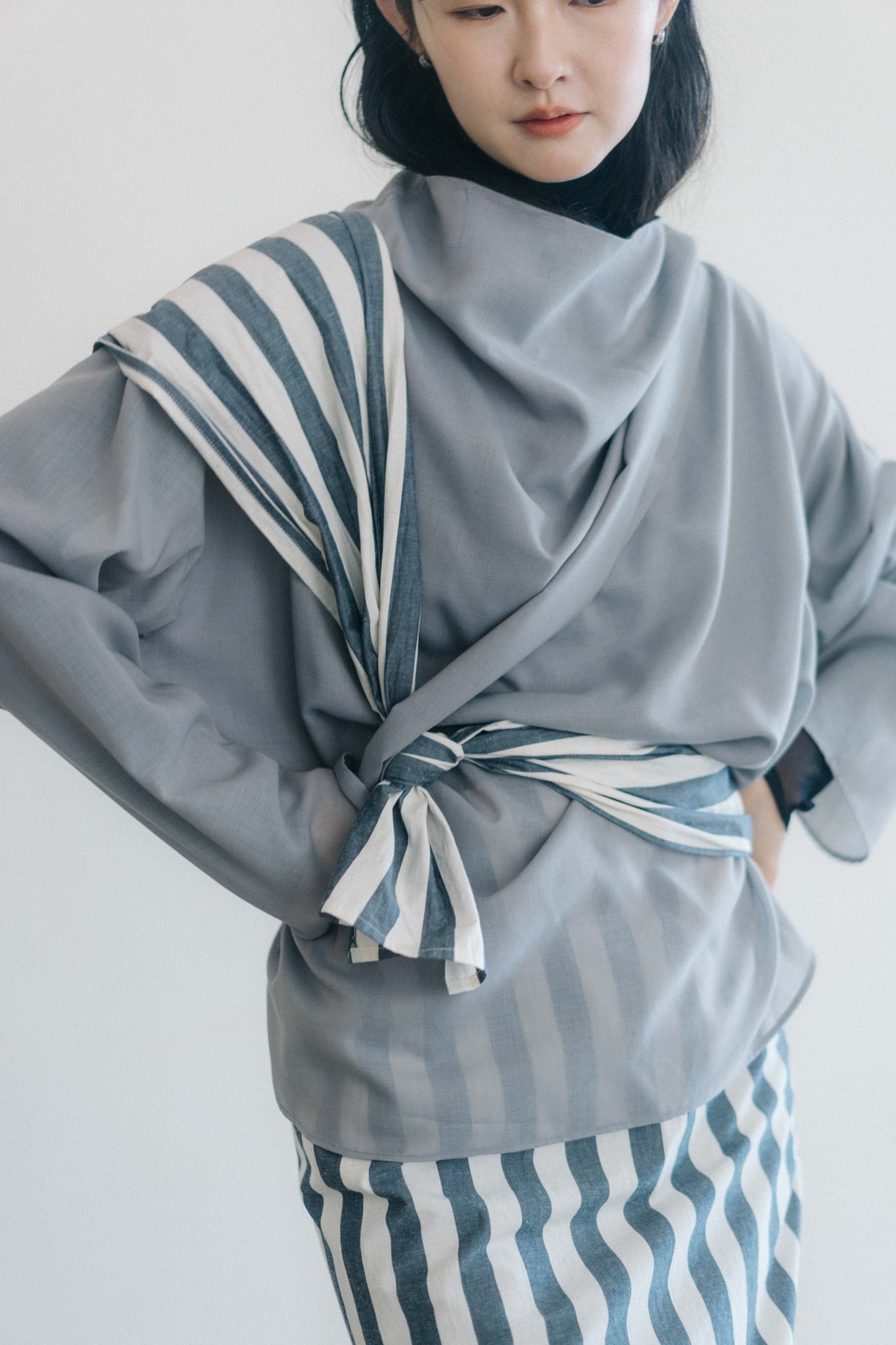 oversized tied-neck top (in-stock)