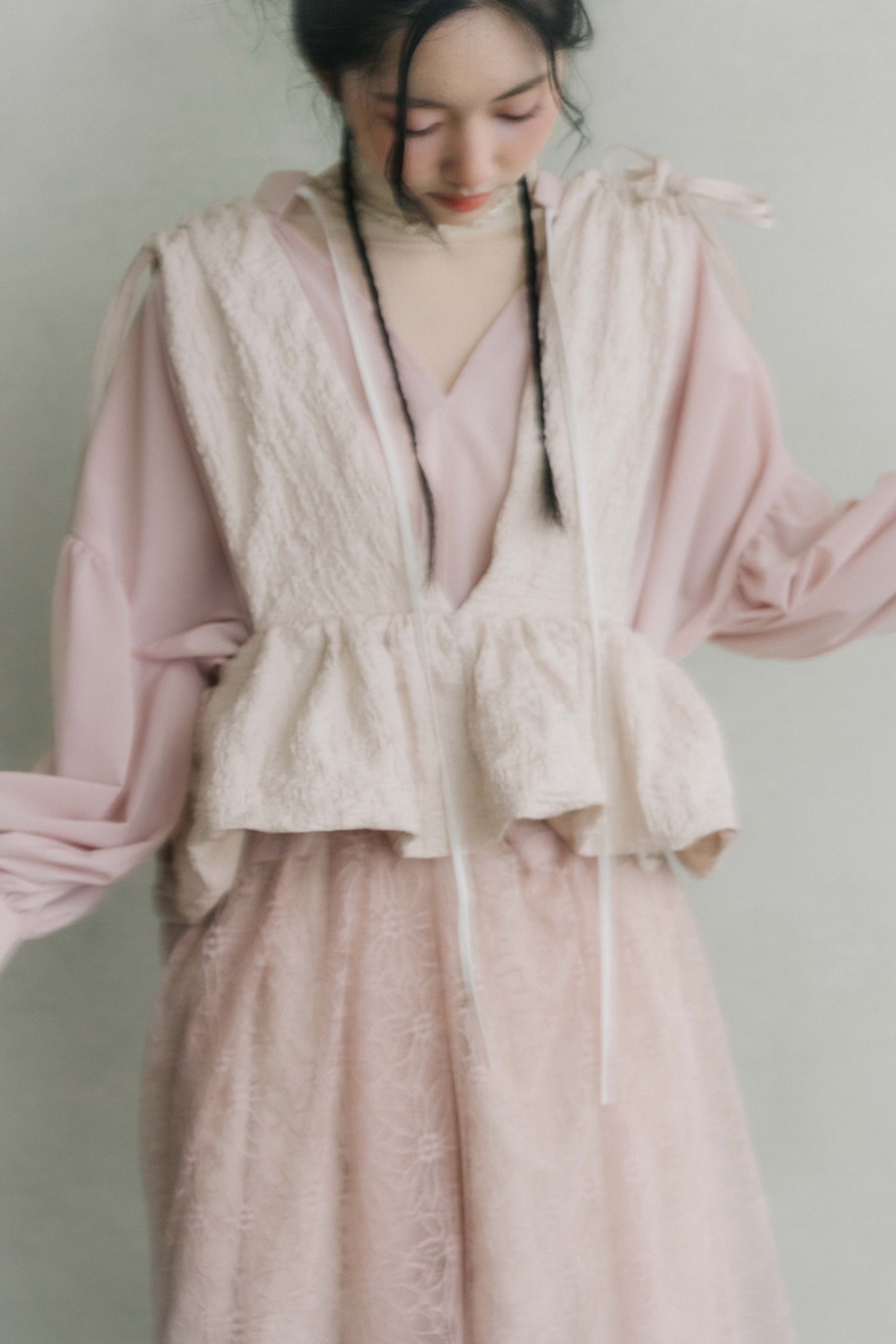 misty pink ruched vest top (limited item)