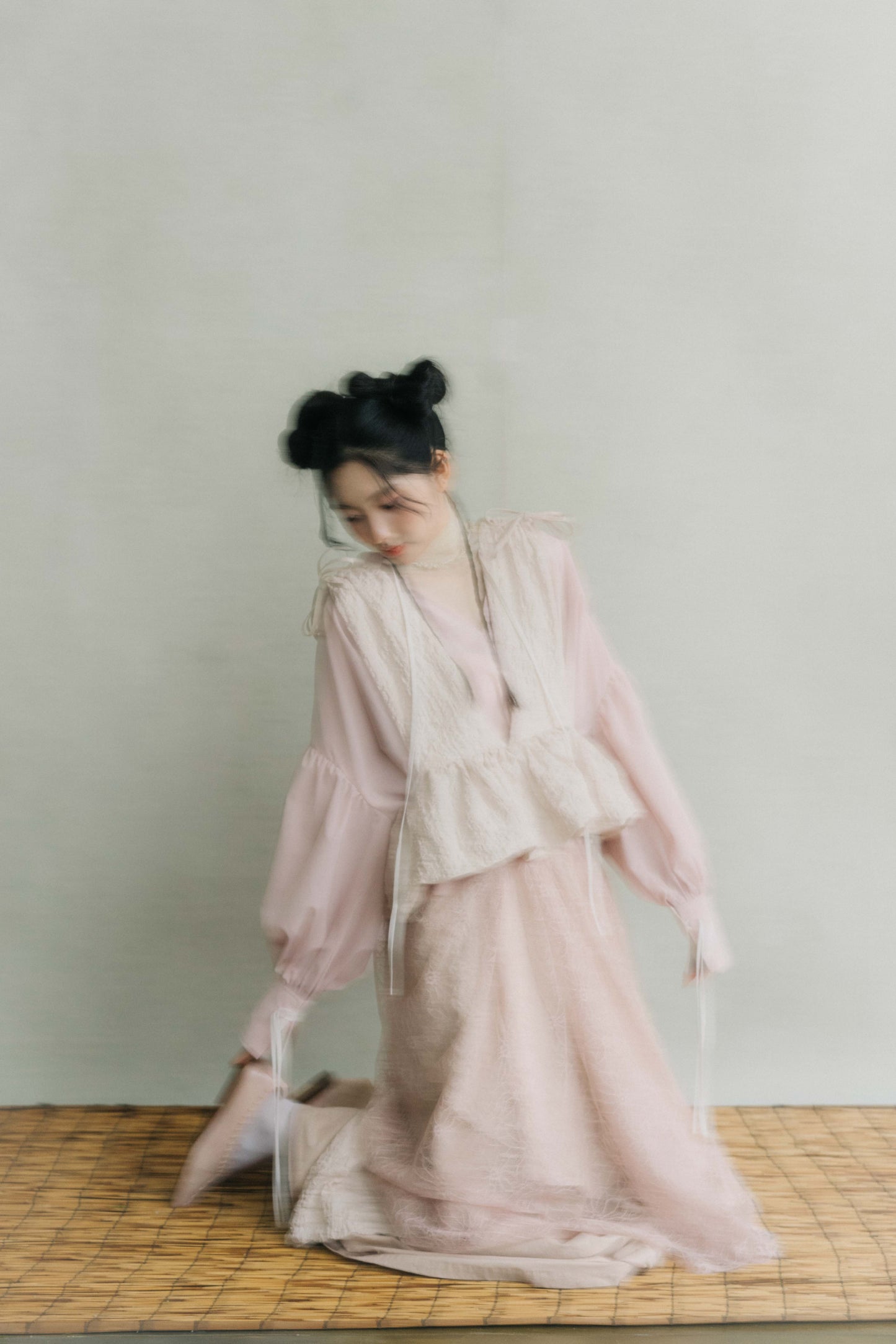 Light pink lace trimmed dress(in-stock)