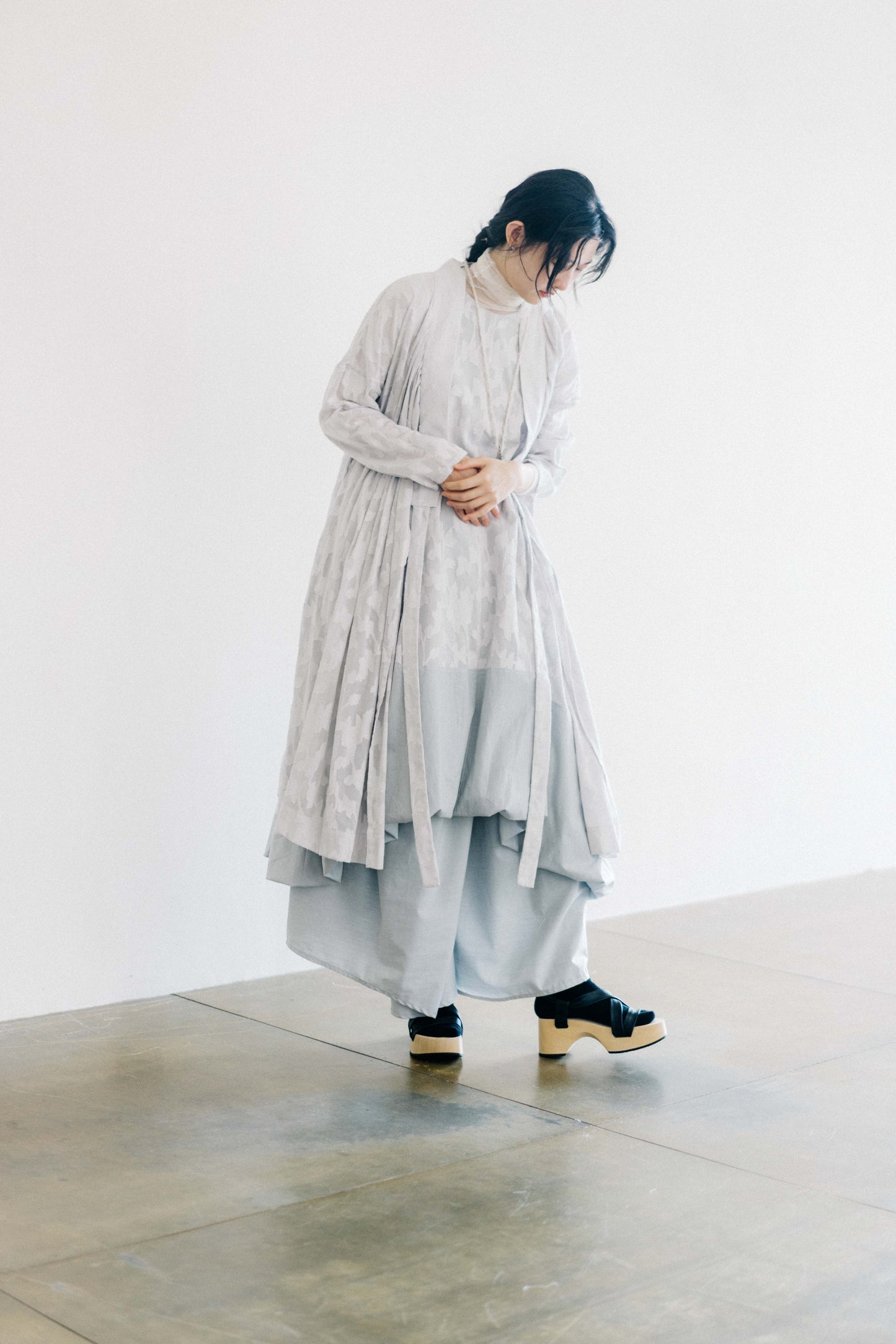 effortless elegance - sheer jacquard sleeveless cloud dress