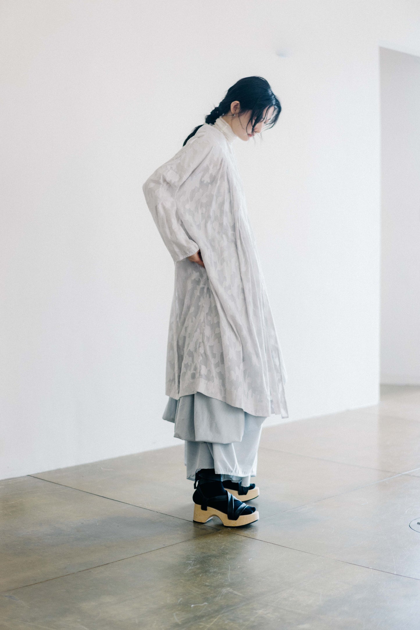 effortless elegance - sheer jacquard sleeveless cloud dress