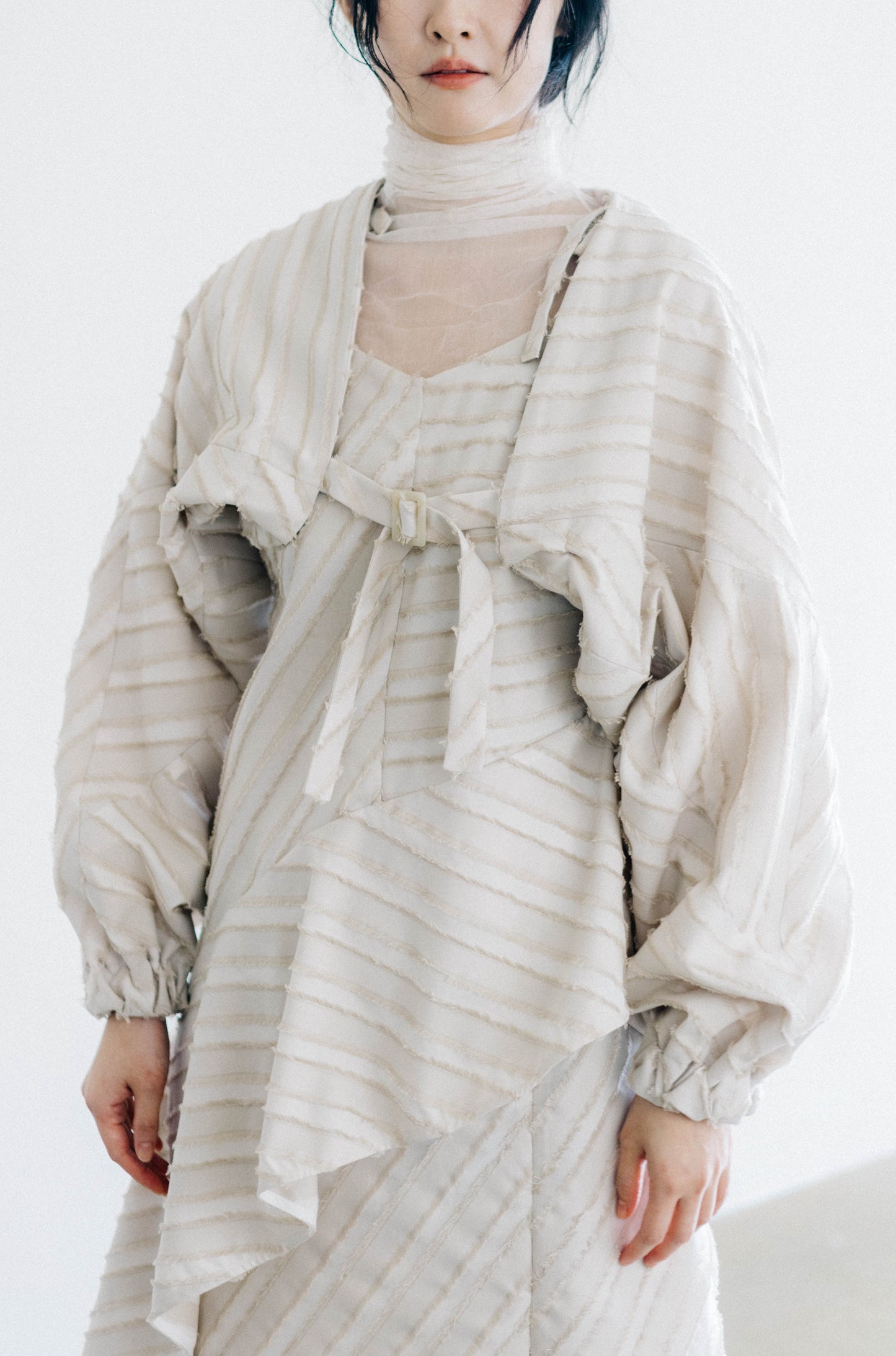 paneled constructed with stripe-jacquard jacket (in-stock)