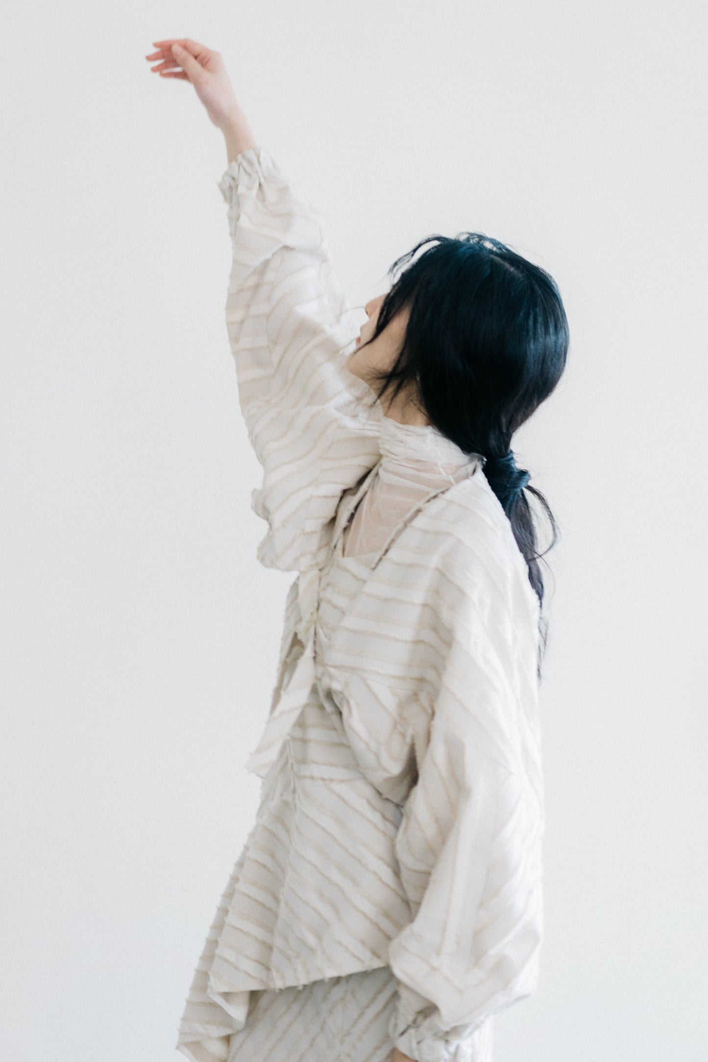 paneled constructed with stripe-jacquard jacket (in-stock)