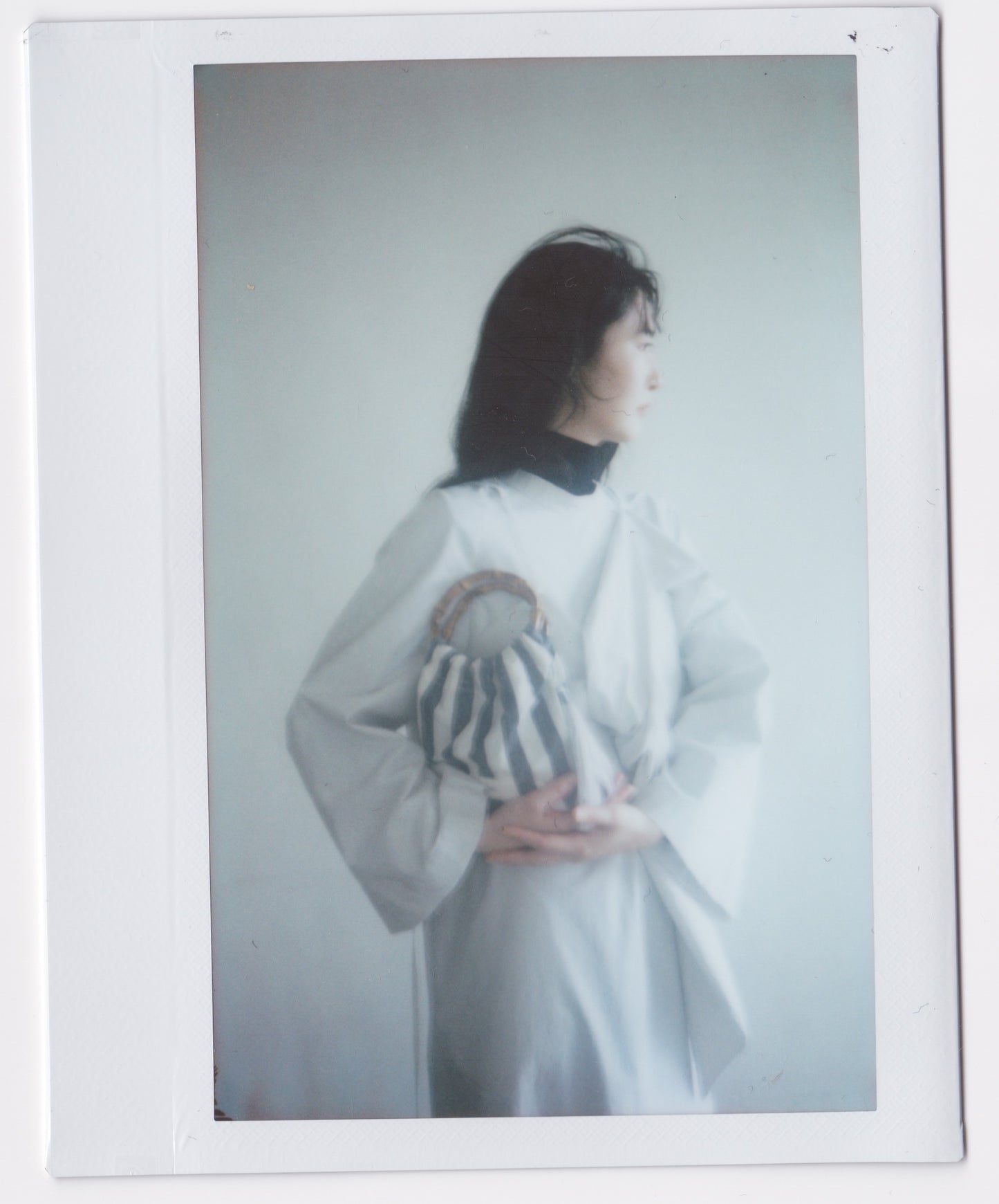 knot-draped grey long-sleeves dress (in-stock)