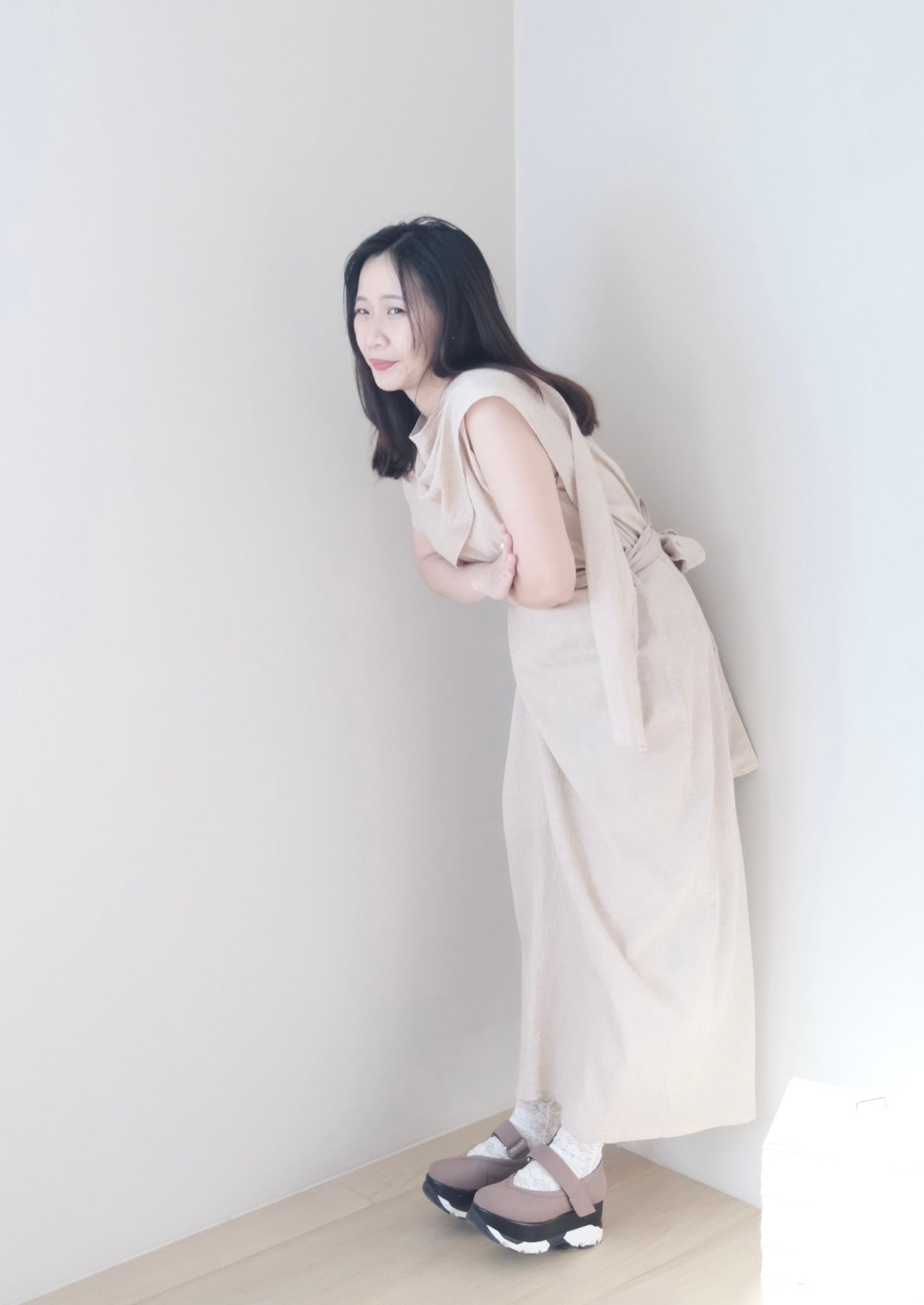 non-dyed organic wrap midi skirt (pre-order)