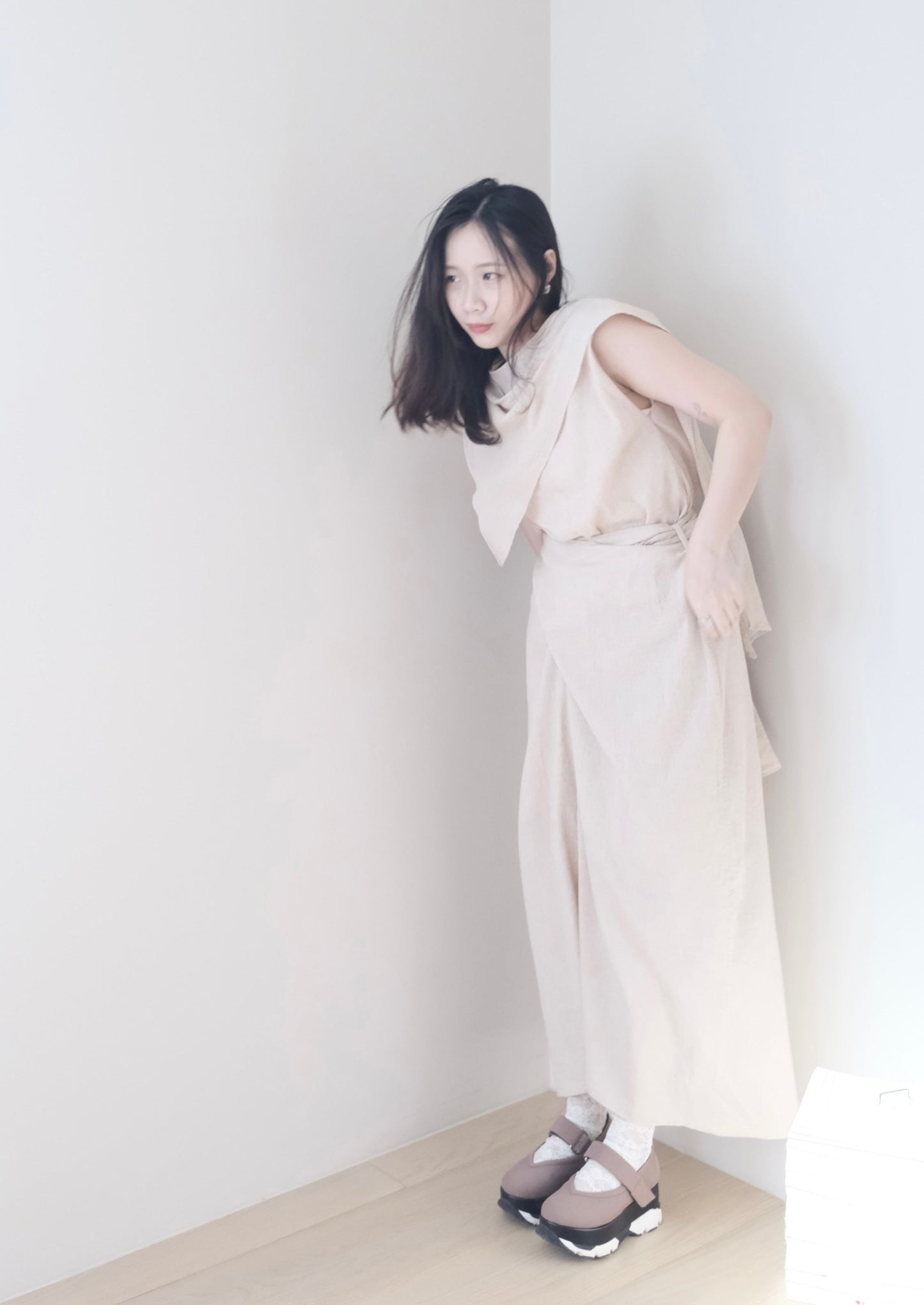 non-dyed organic wrap midi skirt (pre-order)