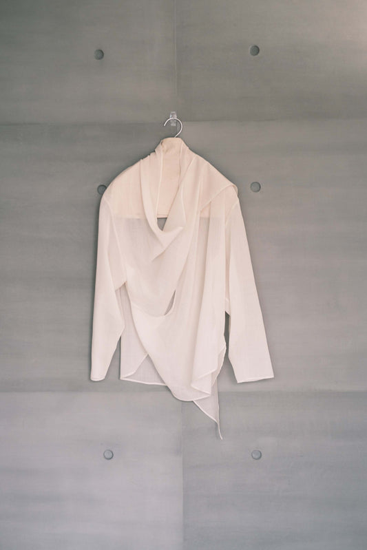 long sleeves ivory wrap blouse (in-stock)