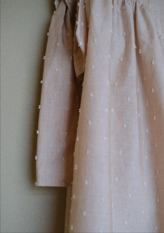 non-dyed organic asymmetric shirring dress
