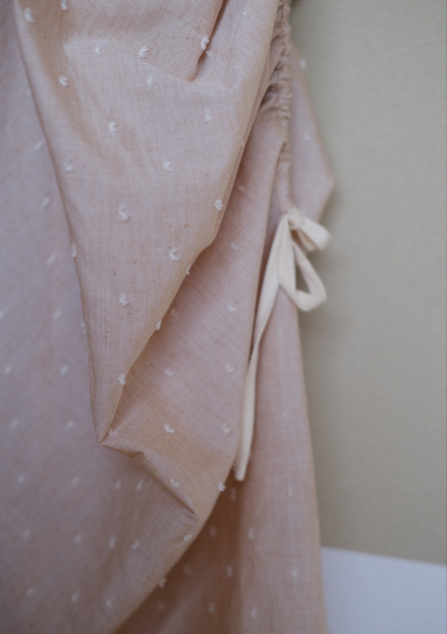 non-dyed organic asymmetric shirring dress