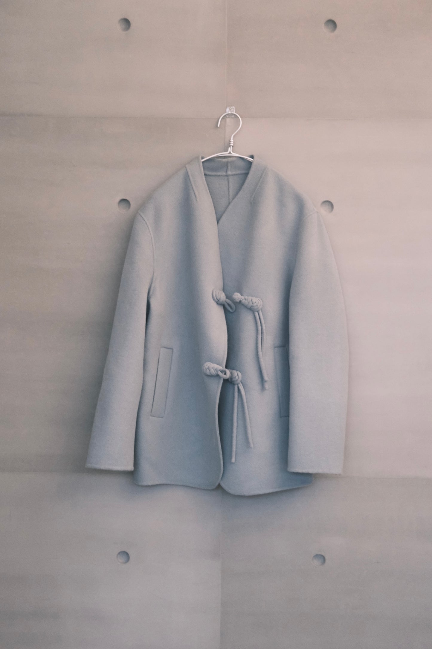 new mandarin wool coat - blue grey (in-stock)