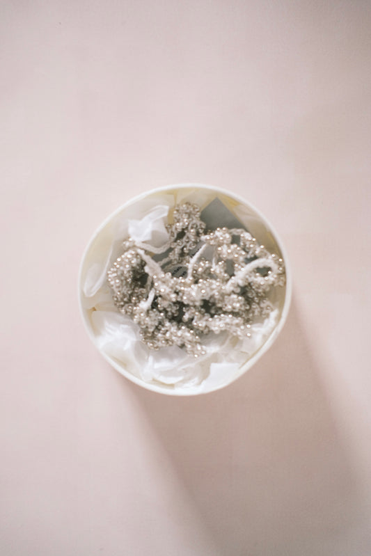 hand-crocheted silver bead necklace(pre-order)