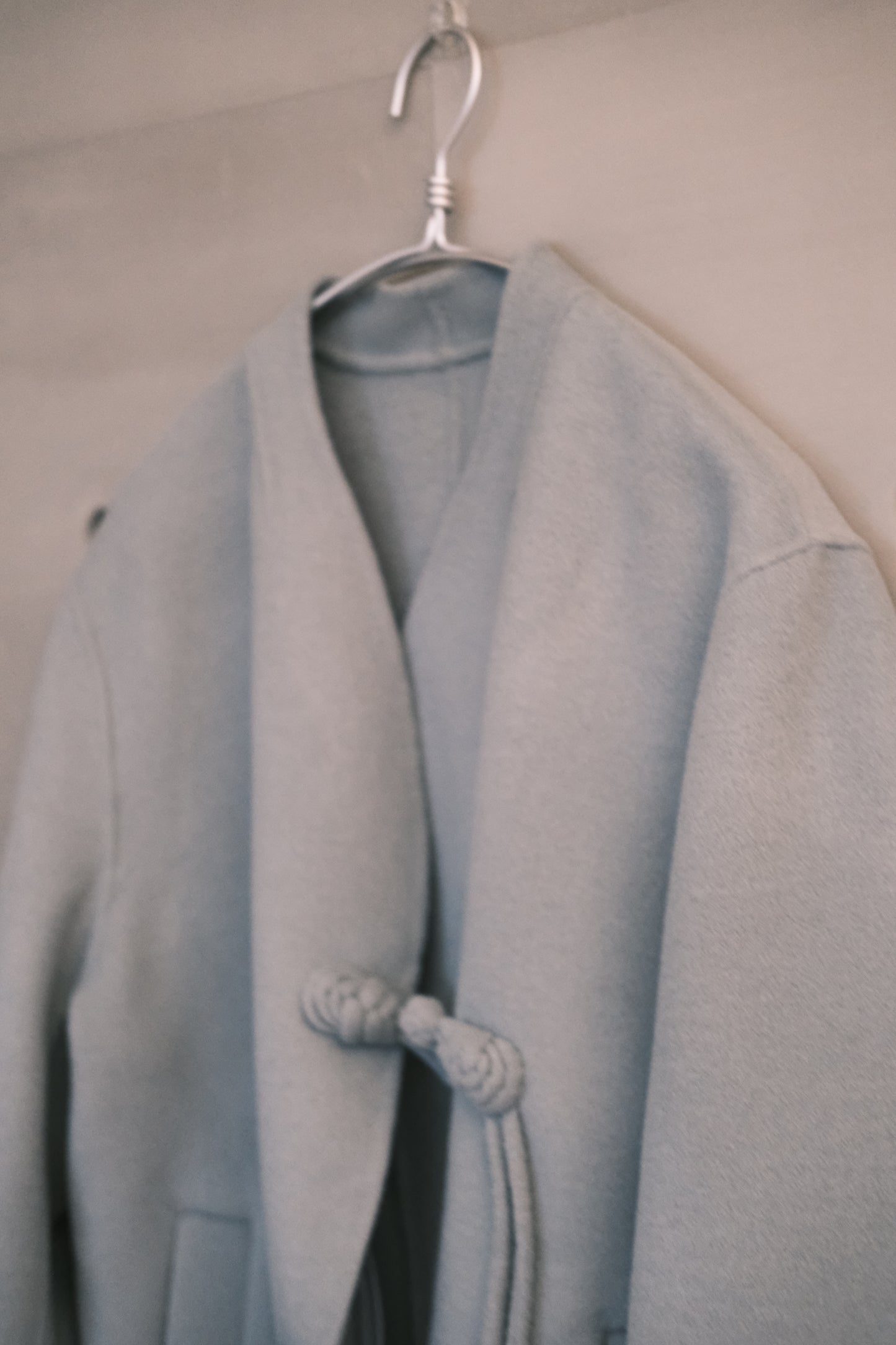 new mandarin wool coat - blue grey (in-stock)