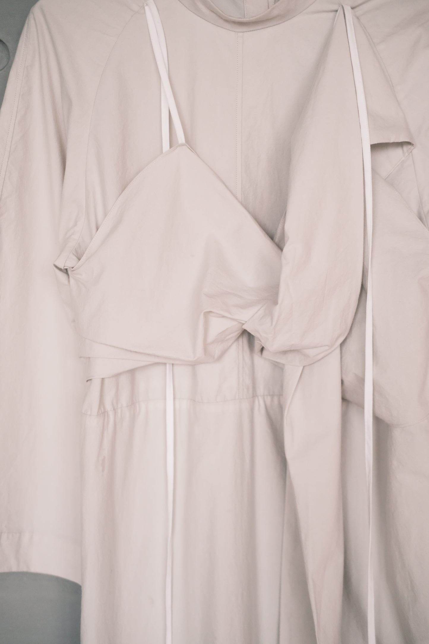 knot-draped grey long-sleeves dress (in-stock)