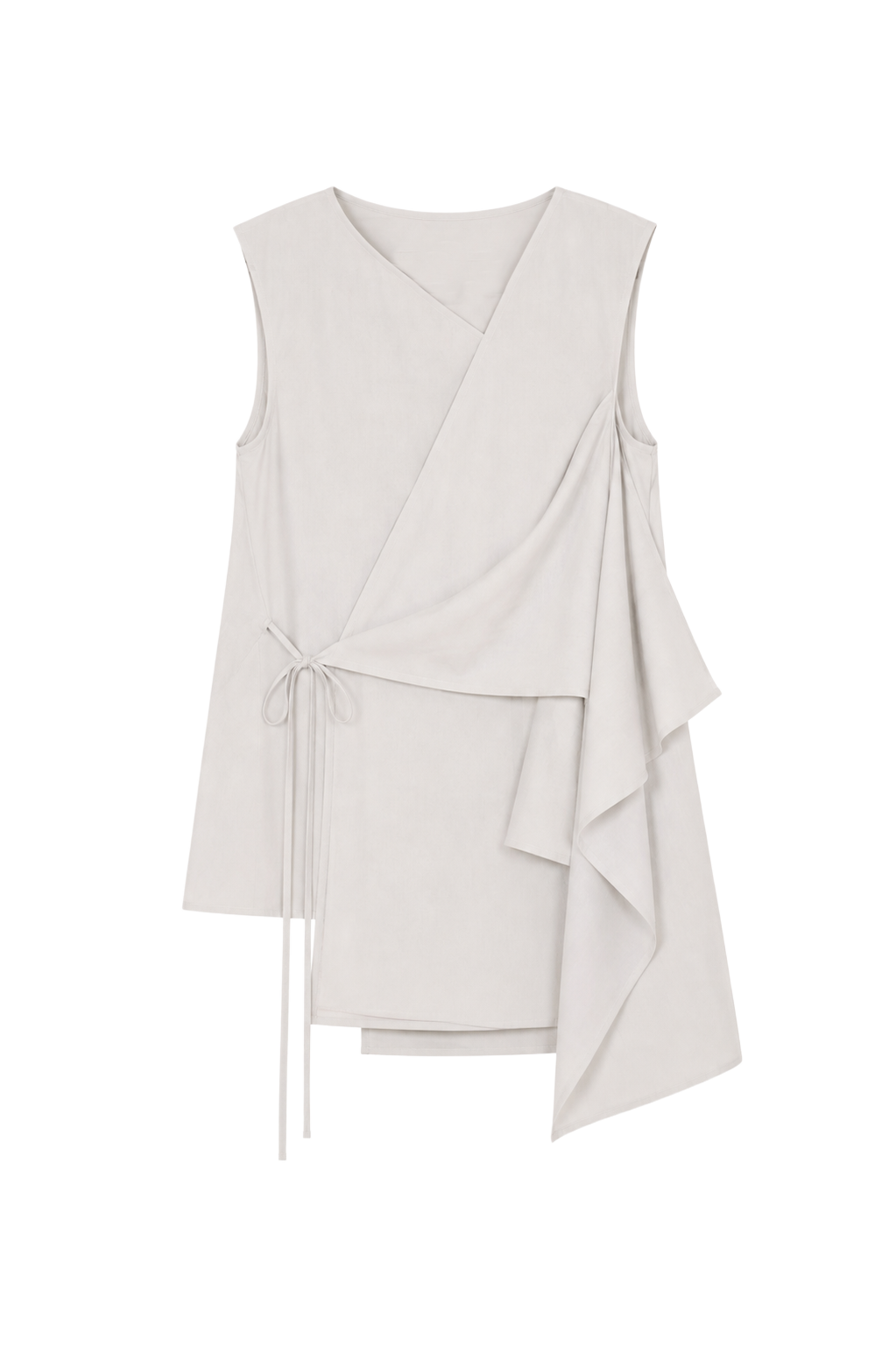 asymmetric dual-way silk- cotton tie vest - grey ( in-stock)
