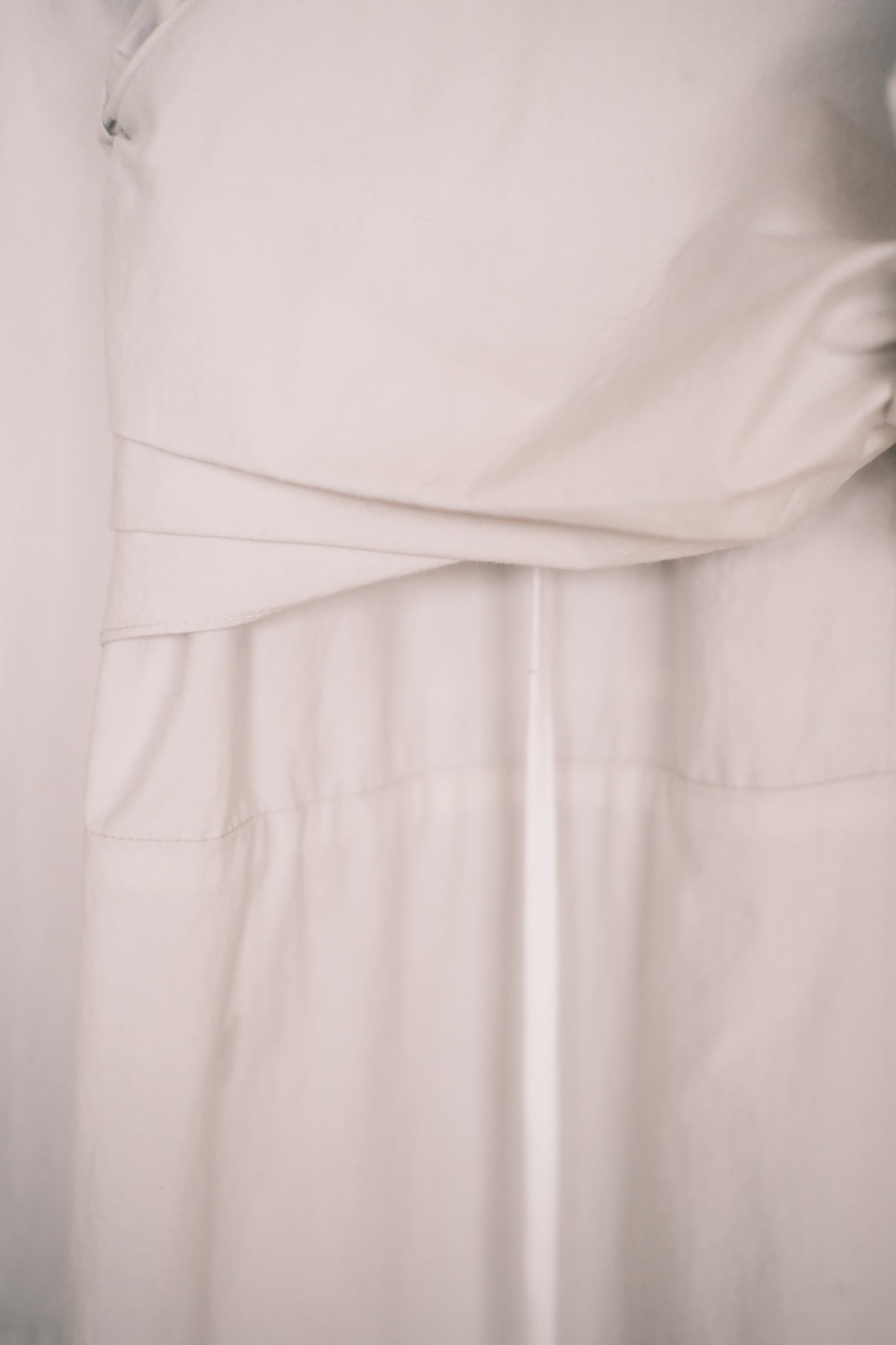 knot-draped grey long-sleeves dress (in-stock)