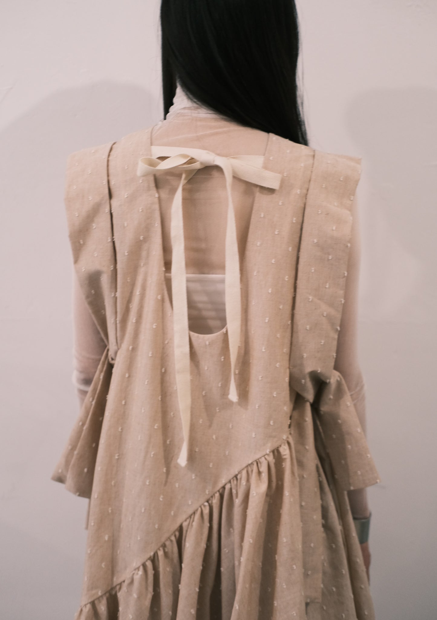 non-dyed organic asymmetric shirring dress
