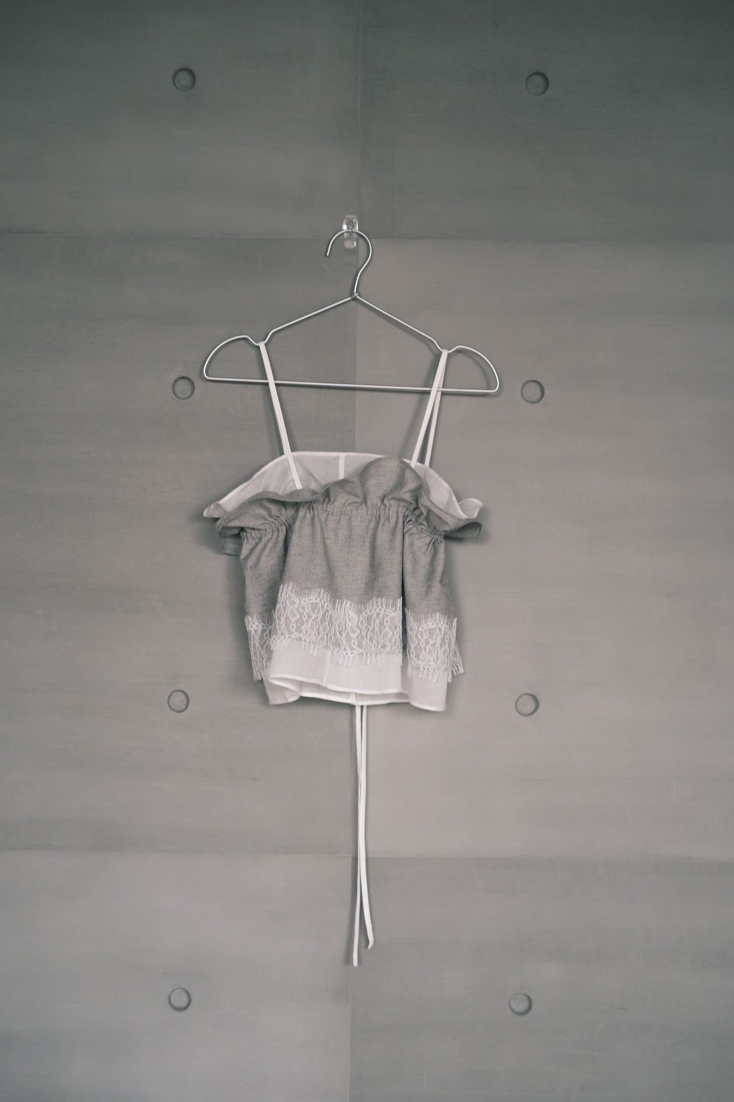 double-layer ruched crop top with lace (in-stock)