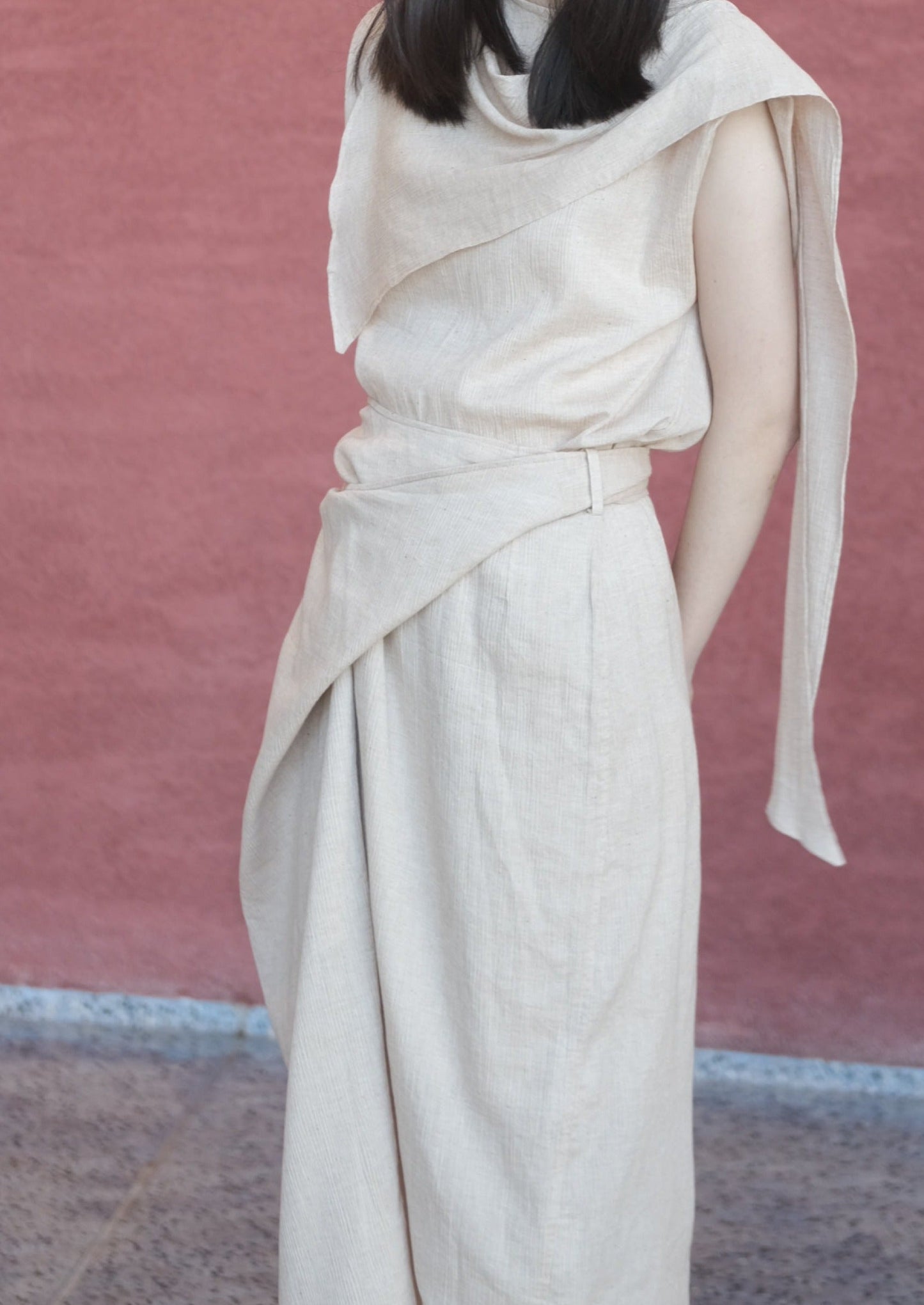 non-dyed organic wrap midi skirt (pre-order)