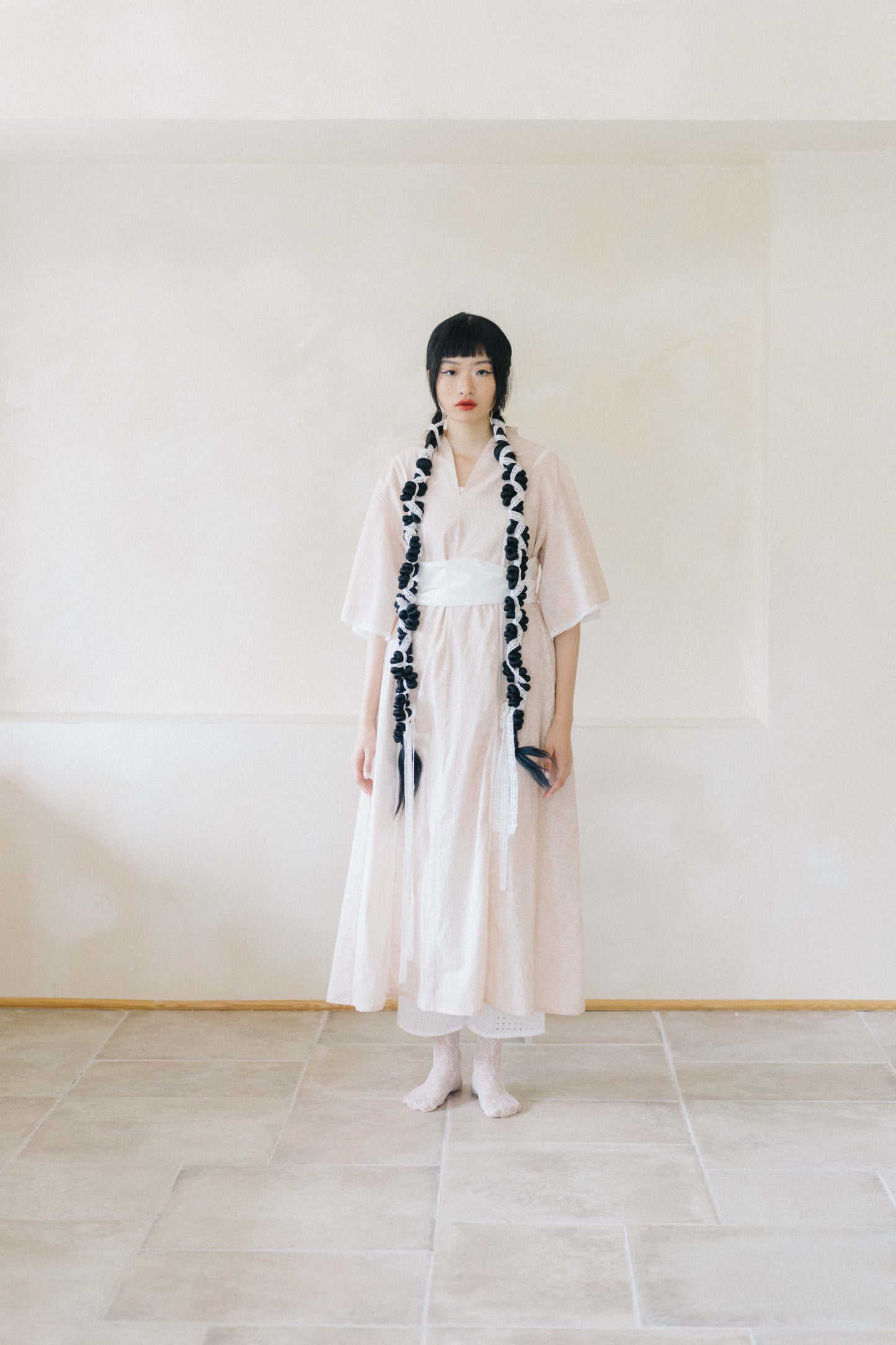 open-back pink ink-splatter cotton dress (in-stock)