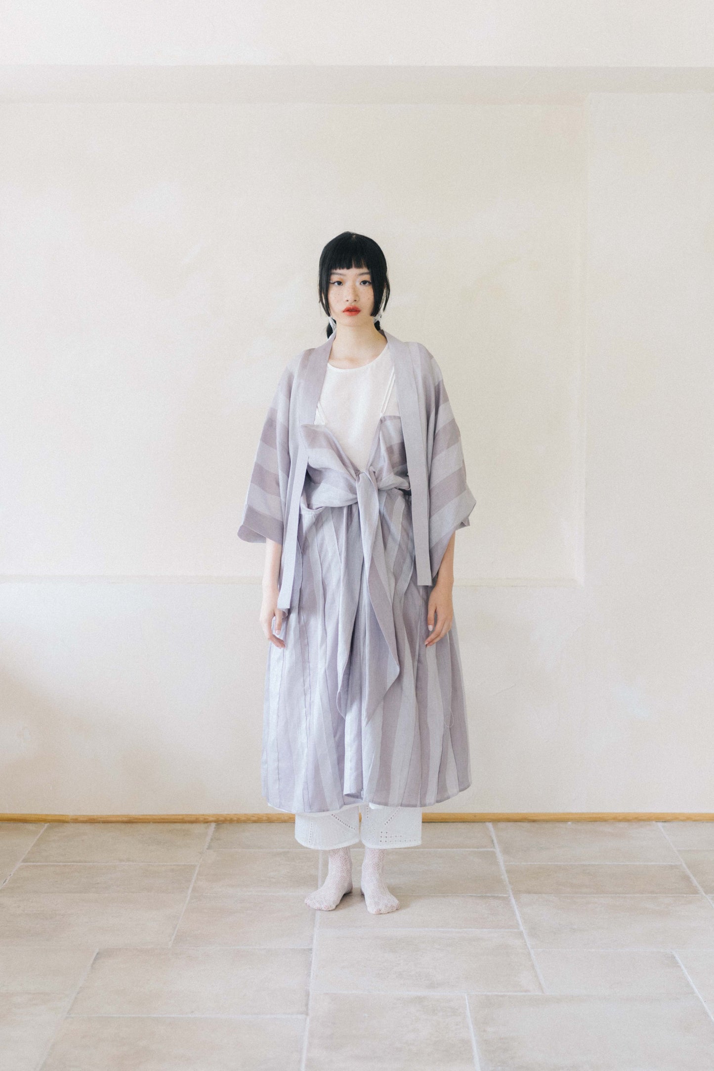 linen strip kimono (in-stock)