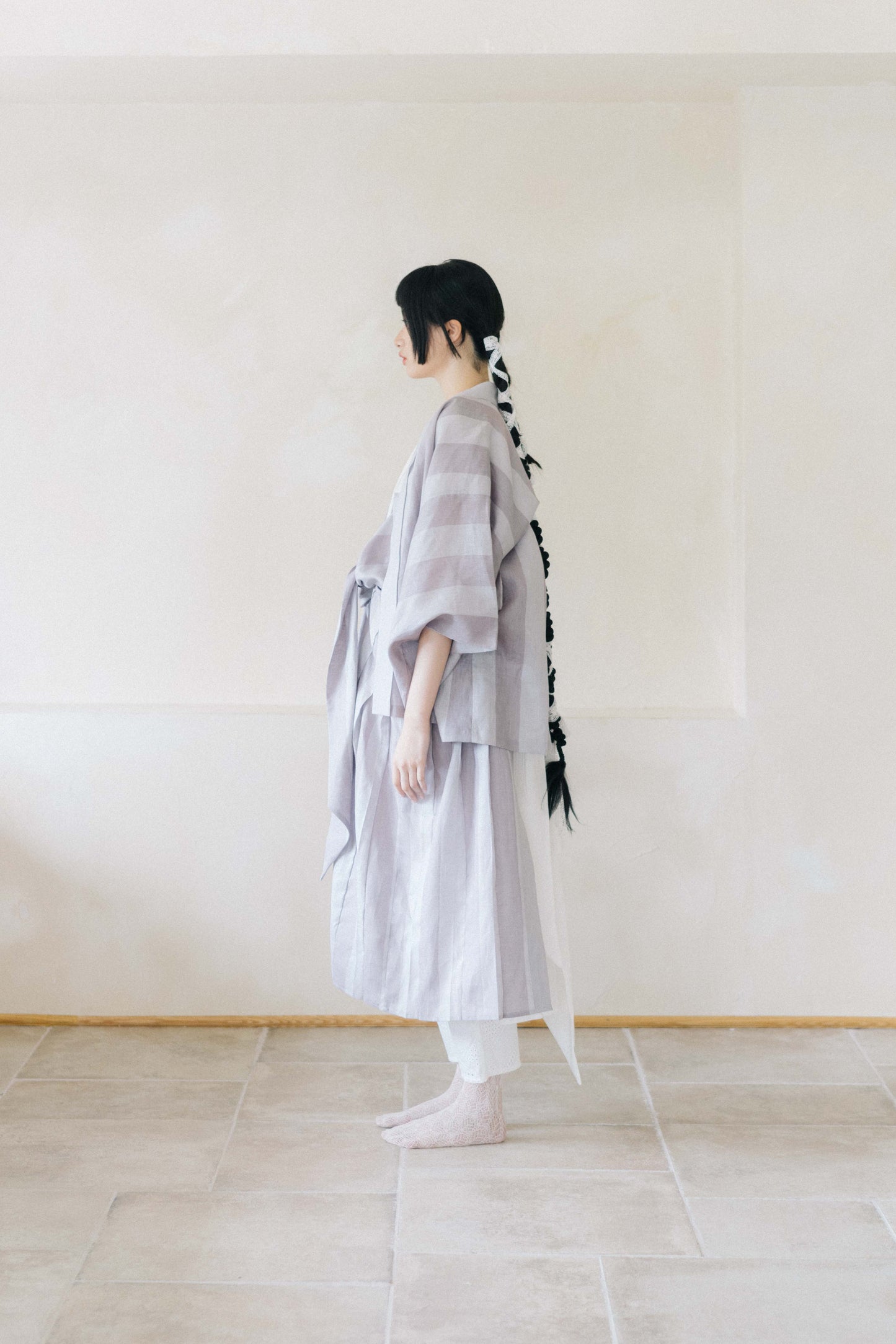 linen strip kimono (in-stock)