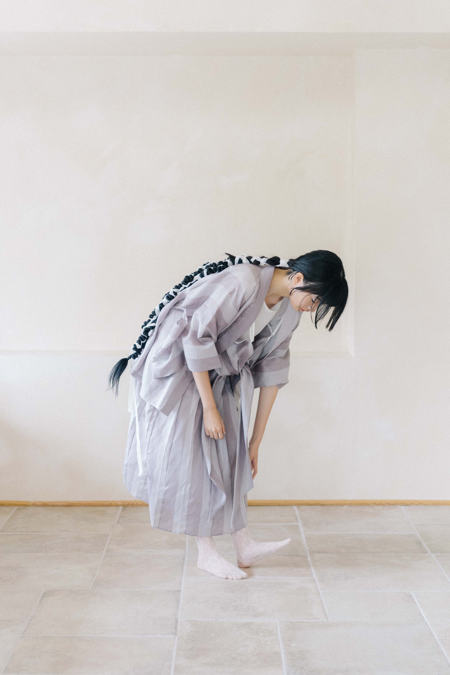 linen strip kimono (in-stock)