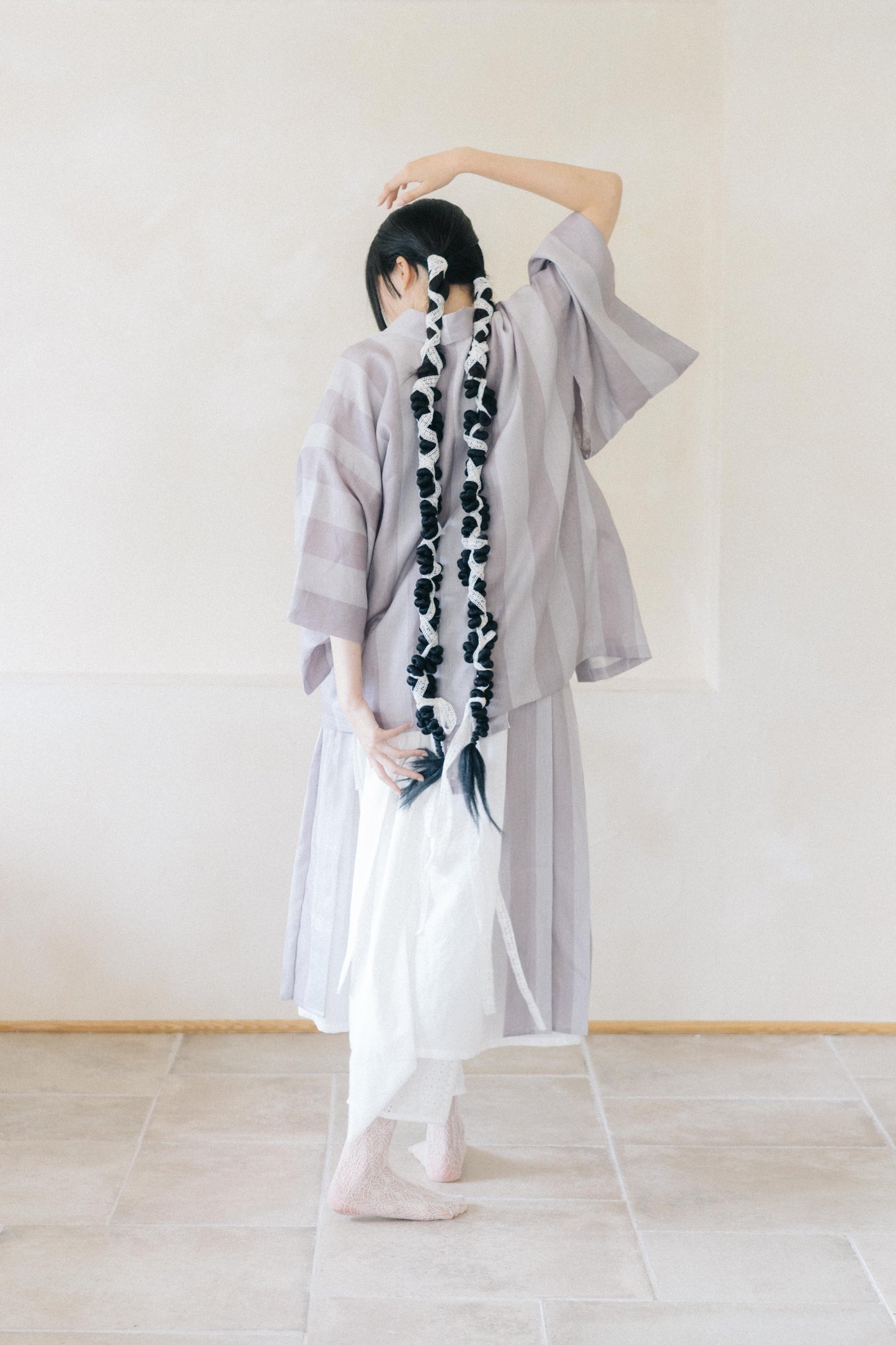 linen strip kimono (in-stock)