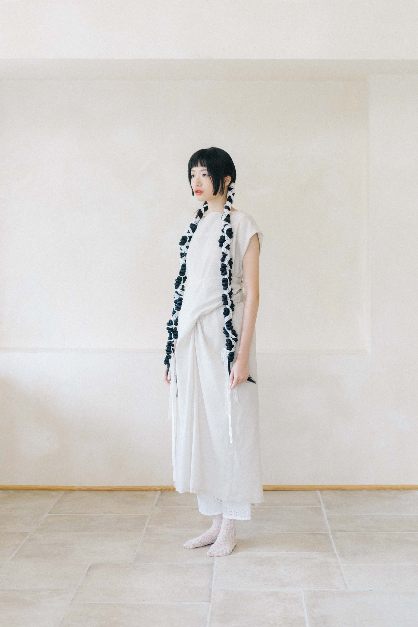 fig-dyed cotton wrapped dress (in -stock)