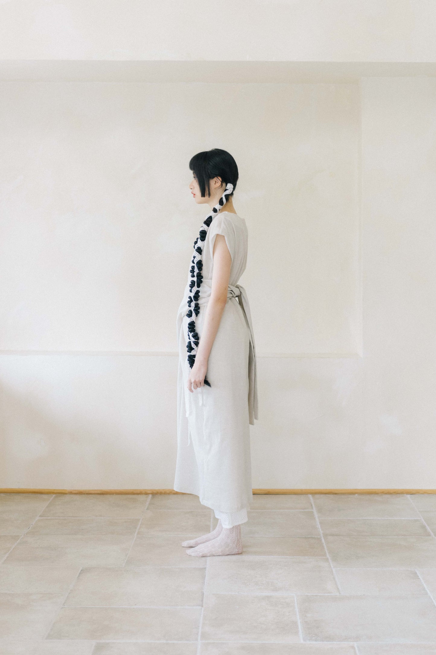 fig-dyed cotton wrapped dress (in -stock)