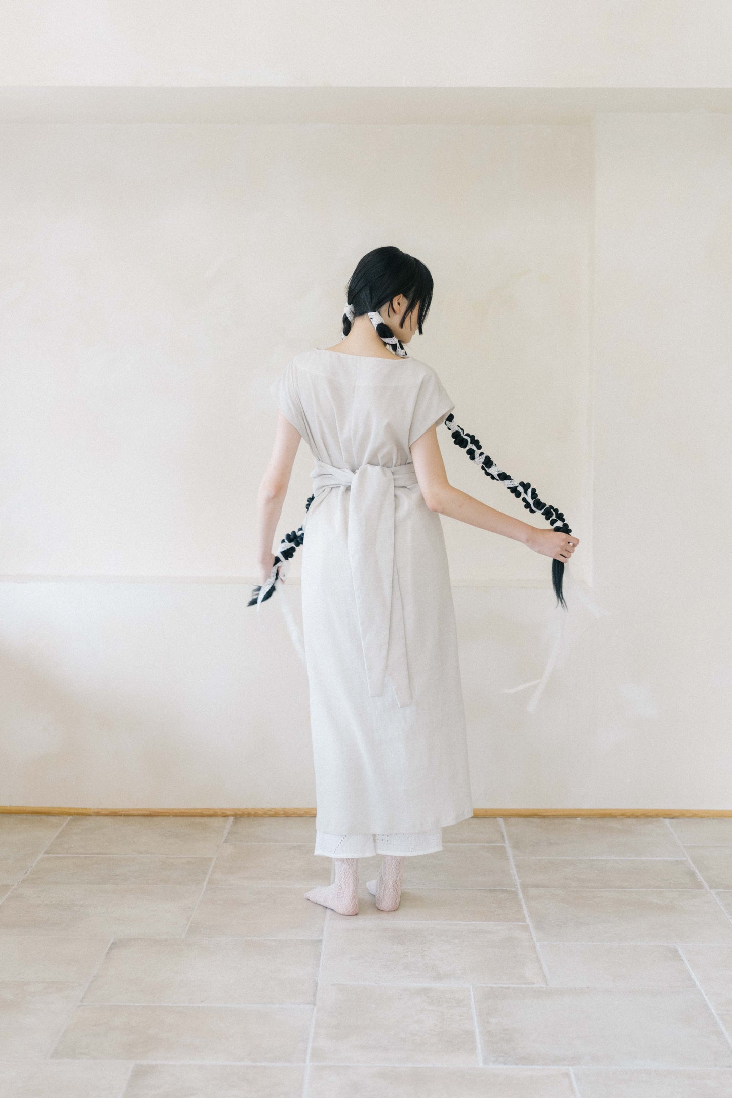 fig-dyed cotton wrapped dress (in -stock)