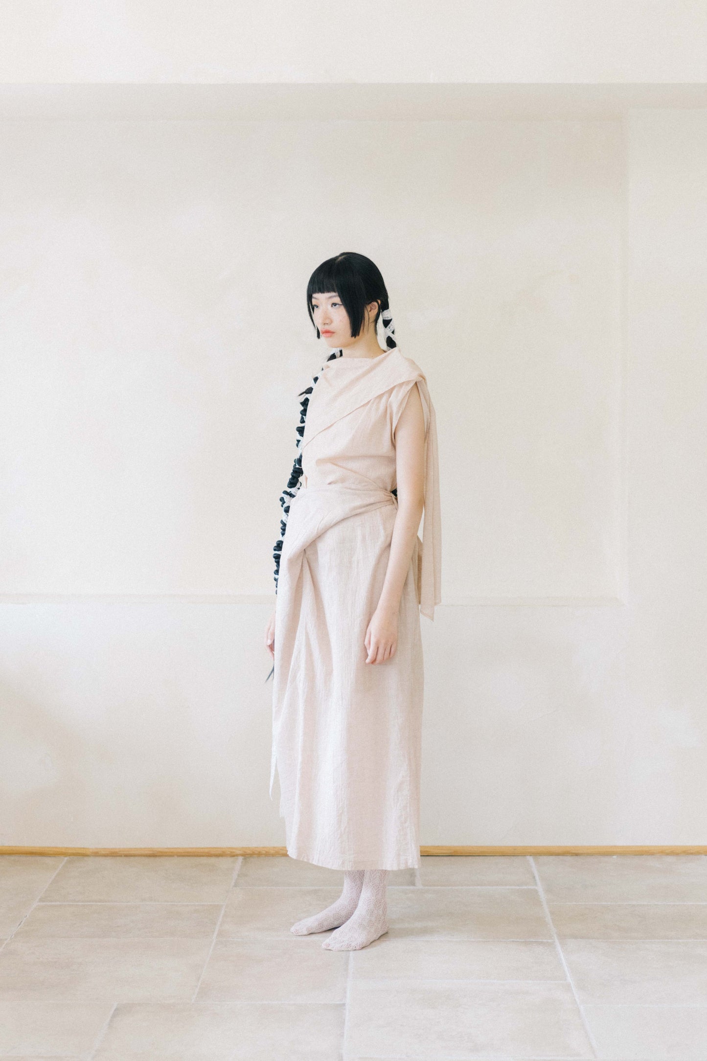 non-dyed organic wrap midi skirt (in-stock)