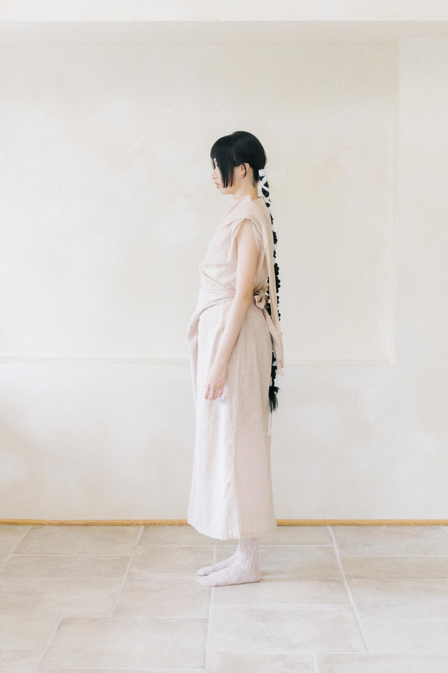 non-dyed organic wrap midi skirt (in-stock)