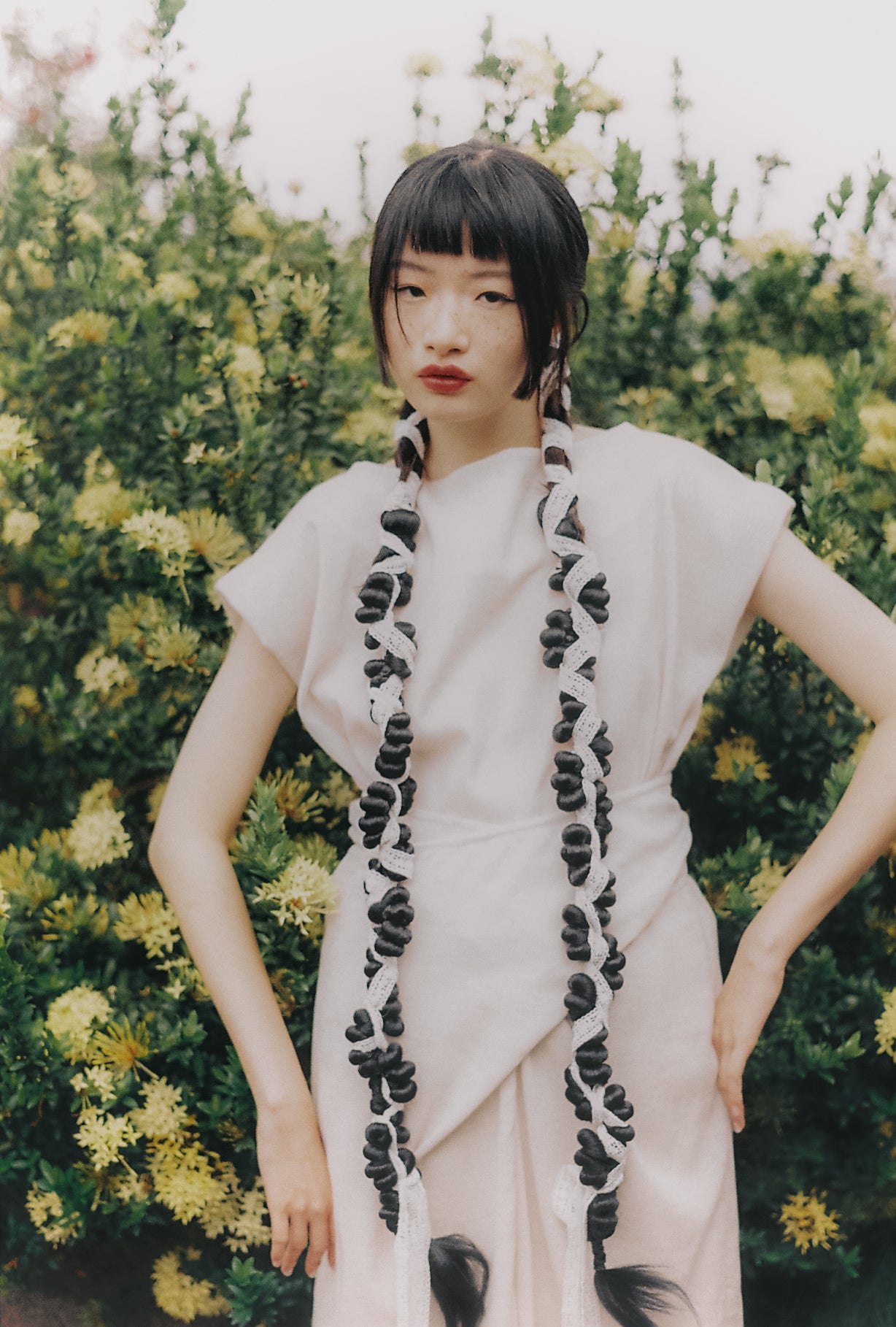 fig-dyed cotton wrapped dress (in-stock)