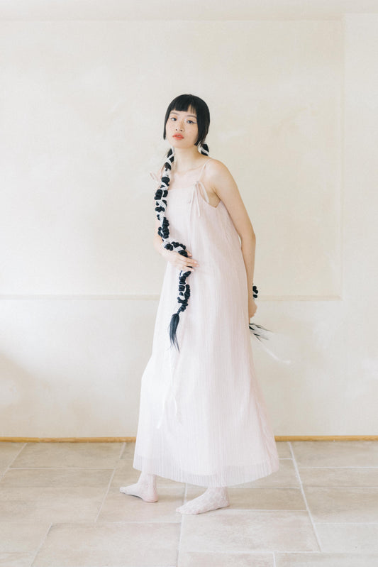 pink pleated strap dress (pre-order)