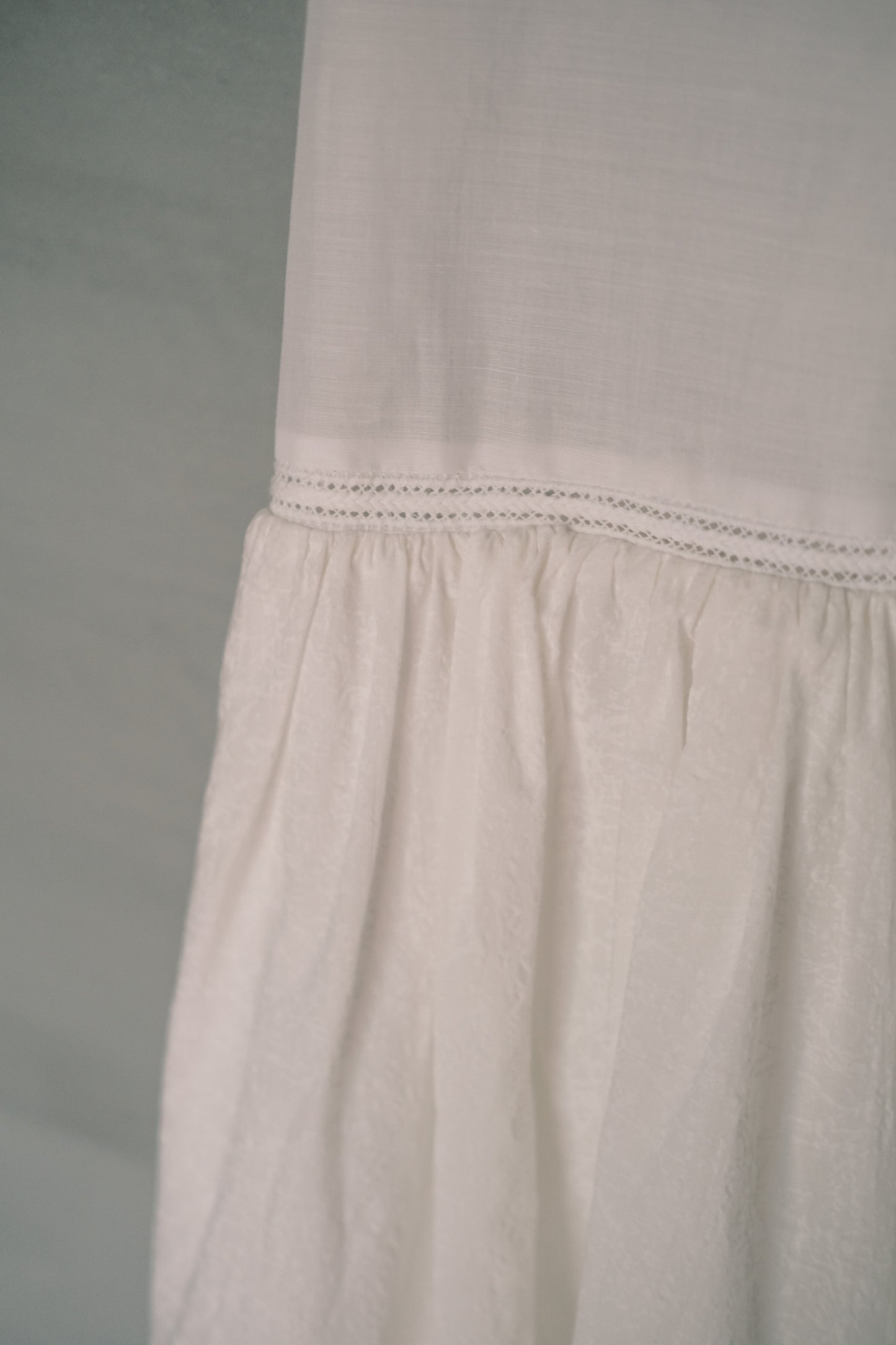 Ink-splattered layered white cotton and linen dress (pre-order)