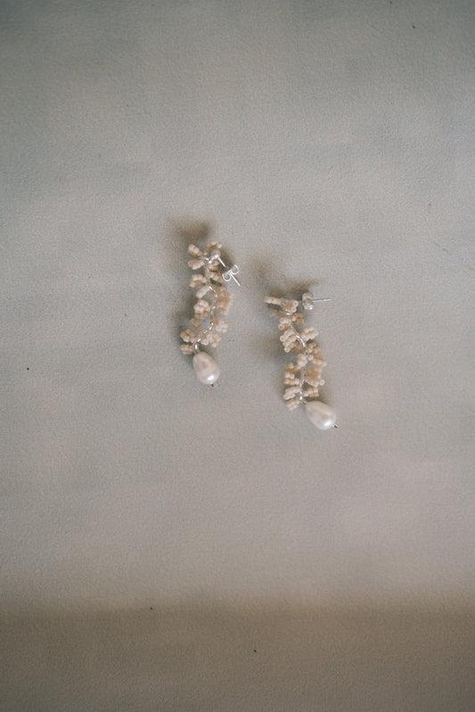 pink handmade beads earrings (pre-order)