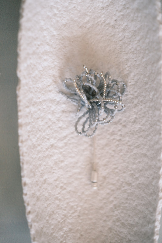 smoke blue handmade beaded brooch (pre-order)