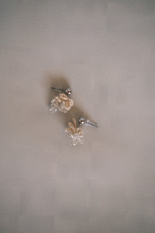 handmade beads earrings- silver pink (pre-order)