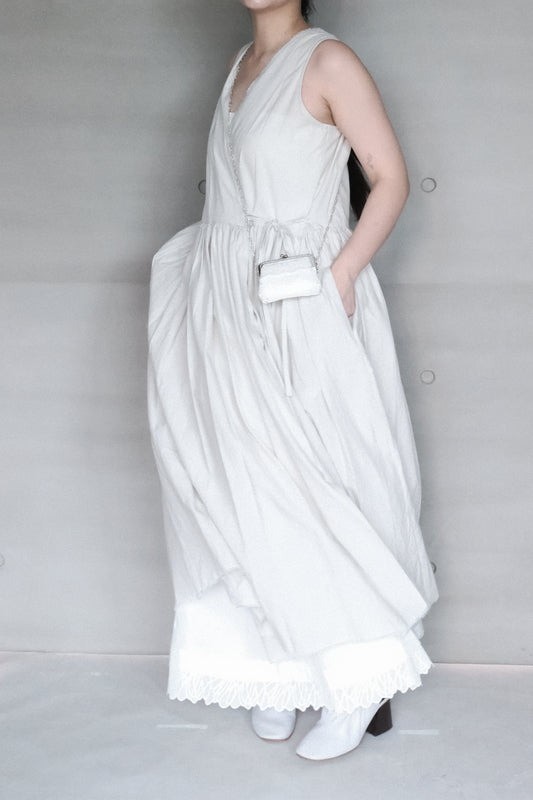 lace patchwork kiss-lock white purse - large