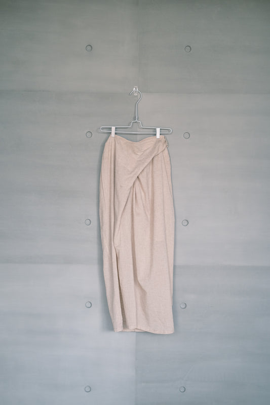non-dyed organic wrap midi skirt (in-stock)