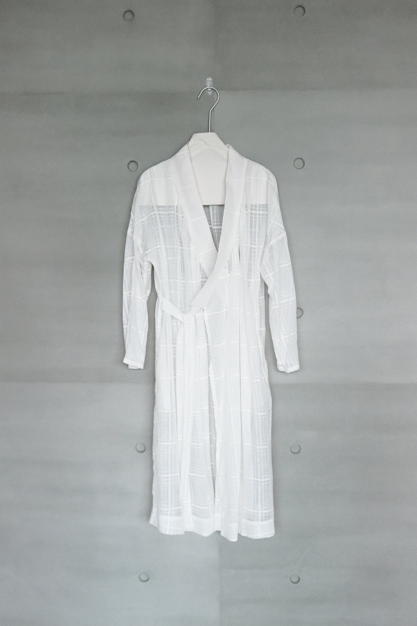 sheer cotton checked mandarin long cover (in-stock)