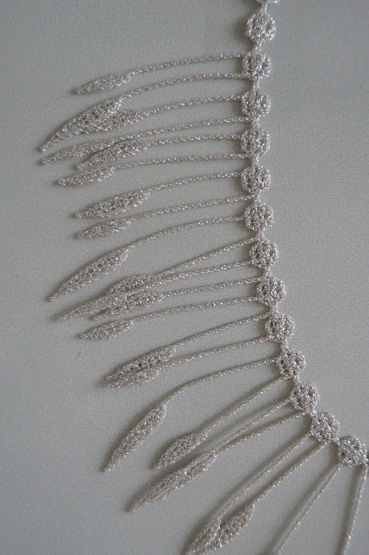 triple 000 刺繡植物項鍊 - silver (in-stock)