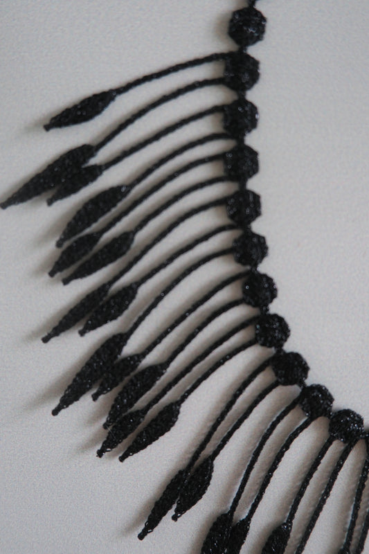 triple 000 刺繡植物項鍊 - black (in-stock)