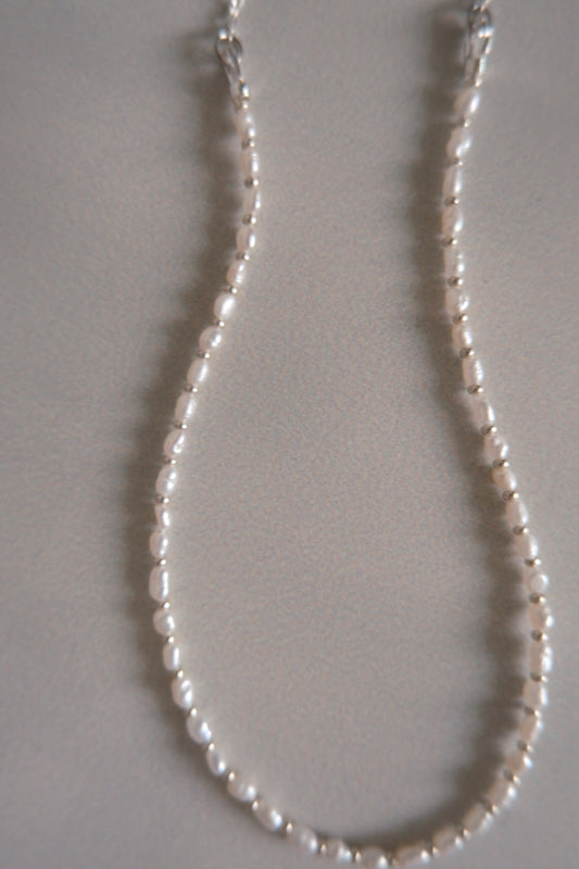 mini pearl with chain beads necklace